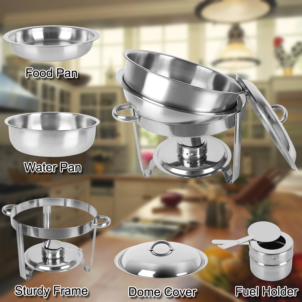 ROVSUN 4Pack Round Chafing Dish Buffet Chafer Warmer Set 5 Quart eBay